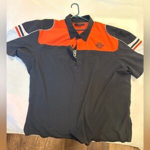 EUC 4XL Harley-Davidson Men's Black and Orange Casual Shirt